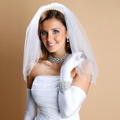 CUBACO 6 PCS Pearl Headband for Women White Headbands for Girl Jeweled Head Bands for Thin Thick Hair Fashion Rhinestone Hairband Bridal Beaded Headpiece Non Slip Hair Accessories for Party Wedding