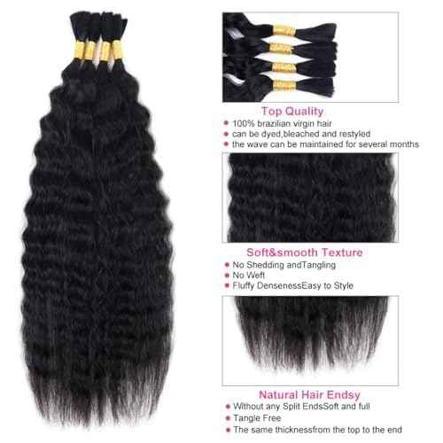 Wet and Wavy Human Braiding Hair Super Wave Bulk Human Hair For Braiding No Weft 100g (1Pack-4PCS) Super French Human Braiding Hair For Boho Braids (Super Wave£¨#1b£©, 18 Inch)