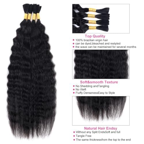 Wet and Wavy Human Braiding Hair Super Wave Bulk Human Hair For Braiding No Weft 100g (1Pack-4PCS) Super French Human Braiding Hair For Boho Braids (Super Wave£¨#1b£©, 22 Inch)