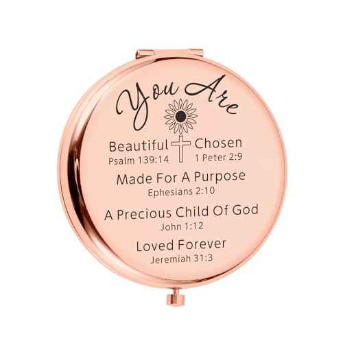 Christian Gifts for Women Teen Girls Christmas Stocking Stuffers for Her Religious Bible Accessories for Women Birthday Inspirational Compact Mirror for Daughter Friend Girlfriend Confirmation Baptism