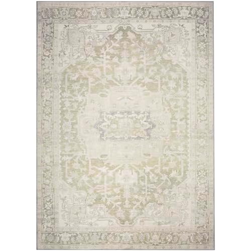 Nourison Home Vintage Washables Green 4' x 6' Area Rug - Easy Clean, Non Shedding, Bed Room, Living Room, Dining Room, Kitchen (4' x 6')