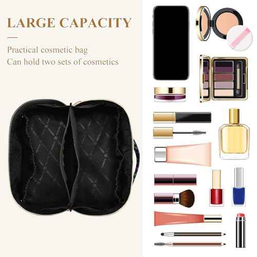 Makeup Organizer Bag, Colorful Neon Cat Heads Travel Makeup Bags Makeup Vanity Case Large Capacity Rhombus Cosmetic Toiletry Bag for Girl Women Ladies