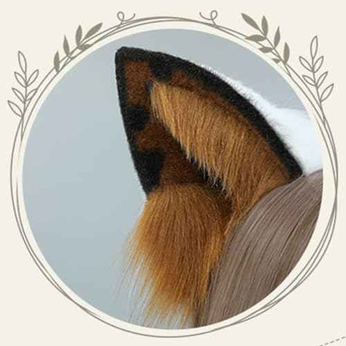 Dog Ears Headband Animal Ears Headband Puppy Ears with Tail for Cosplay Party Headdress Costume Accessories