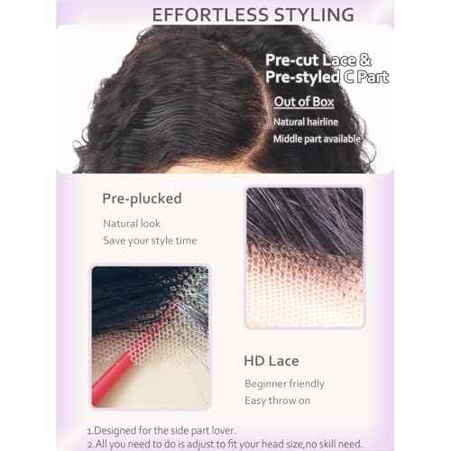 Short Curly Wigs for Black Women Wear and Go Side Part Deep Wave Bob Wig Human Hair Glueless Wigs Human Hair Pre Plucked Pre Cut Wet and Wavy Natural Black Lace Front Wig 12 Inch Daily Hairstyle