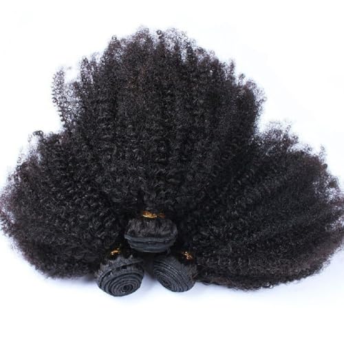 Mongolian Afro Kinky Curly Human Hair Bundles Afro Curly Weave Hair Extensions for Black Women Unprocessed Virgin Hair Afro Kinky Human Hair Bundles Natural Color (Afro Kinky Curly Bundles, 16 18 18)