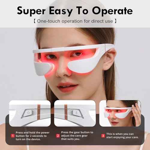Microcurrent & 880nm Red Light Wrinkle Therapy Glasses,Under-Eye Massager,Used to Treat Eye Wrinkles.LED Eye Perfector (Model: EY-36B)
