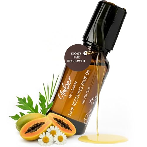 Umber By J. Lenay Hair Reducing Fade Oil 15ml ? Facial Hair Reducing for Women & Men ? Natural Hair Reduction Oil for Face & Body - Helps with Ingrown Hairs? Regular Strength (Not for Sensitive Skin)