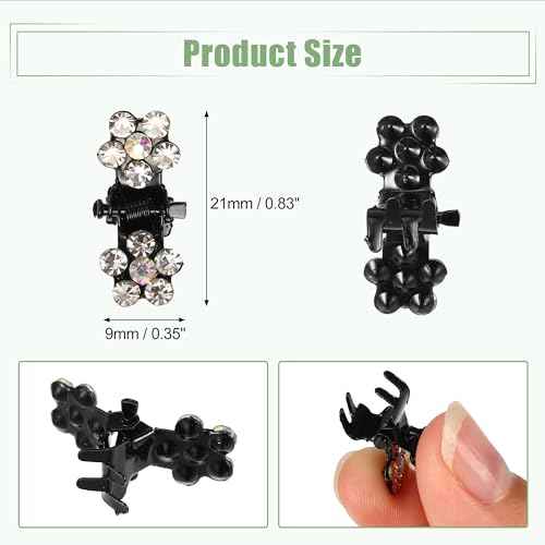 VOCOSTE 12 Pcs Mini Hair Claw Clip, Small Rhinestone Hair Clips, Metal Little Hair Clips for Women and Girl Flower Hair Accessories, White
