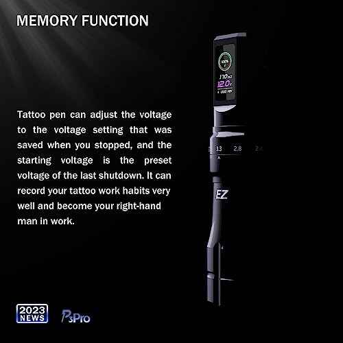 EZ P3 Pro Wireless Tattoo Machine - 6 Strokes 2.0, 2.4, 2.8, 3.3, 3.7, 4.2mm Tattoo Machine Pen with OLED Digital Display 1600mAh Battery Power Tattoo Gun (Gloss Black)