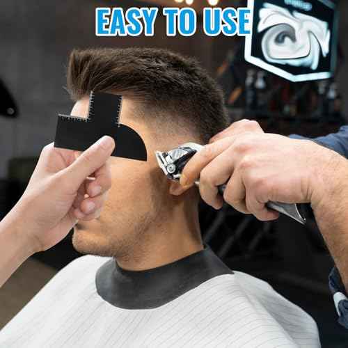 Enhancement Card for Barbers with Measurement Indicators, 4 Pack Reusable Hairline Shaping Tool, Beard Line Up Template, Color Spray Edge Guide, Professional Barber Supplies for Men