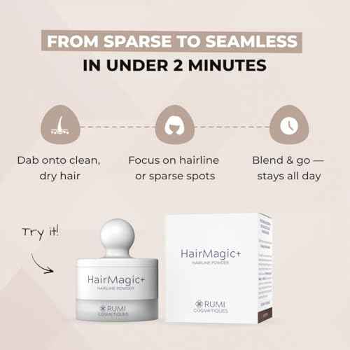 Rumi Cosmetiques HairMagic+ Root Touch Up Powder ? Instant Gray Hair Coverage & Hairline Filler ? Water-Resistant, Natural Finish, Nourishing Formula with Argan Oil (Medium Brown)