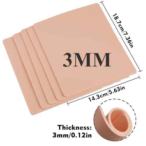 3MM Tattoo Fake Skin with Transfer Paper - Rayyl 16Pcs Tattoo Practice Skin with Transfer Paper, 6Pcs Tattoo Fake Skin 3MM Thick with 10Pcs Transfer Paper for Beginners & Artists Tattoo Supplies