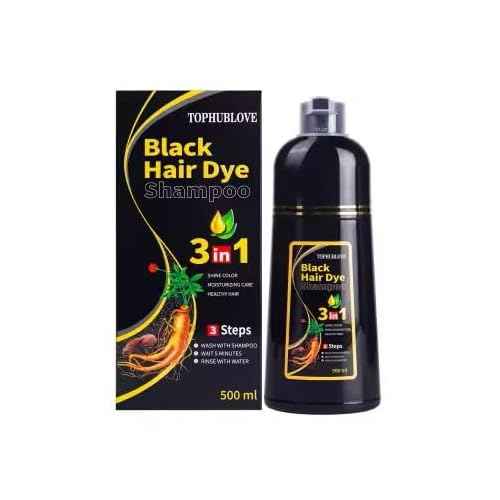 Black Hair Dye Shampoo, 3-in-1 Natural Formula, 500ml