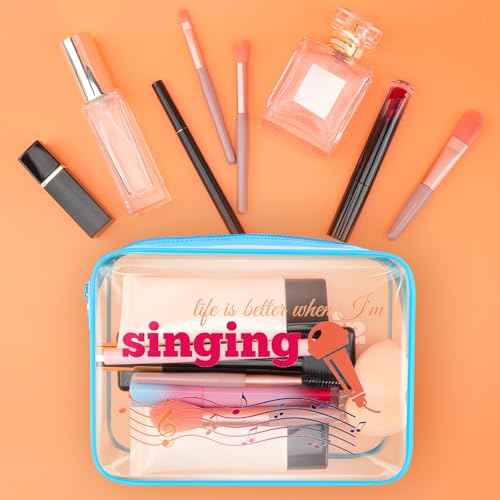 Music Makeup Bag Gifts Music Lovers Gift Transparent Cosmetic Bag Singing Travel Clear Toiletry Bag Music Party Favors Birthday Gifts For Music Teacher Student Musicians