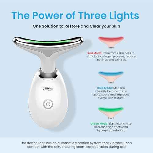 Red Light Therapy Face & Neck Massager ? LiftLab 3-in-1 LED Sculptor with Blue & Green Modes ? Jawline & Double Chin Tightening, Wrinkle & Spot Care -Improved Battery