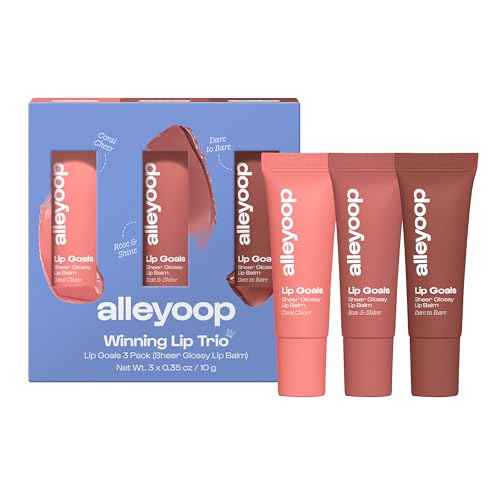 ALLEYOOP Lip Goals Trio, 3-Piece Lip Balm Set - Hydrating & Moisturizing Lip Care for Cracked Lips - Natural Plumping Lip Moisturizer That Smooths, Soothes, & Protects - Vegan