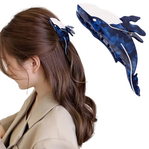 Whale Hair Clips, Cute Ocean Sea Animal Hair Claw Clip for Women Girls, Acetate Nautical Marine Hair Accessories Gift