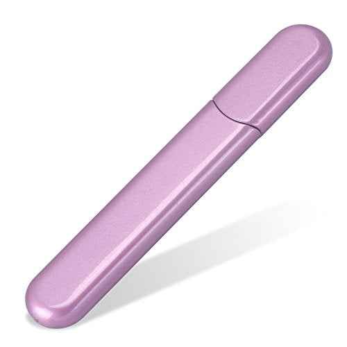 Premium Glass Nail File with Case, Crystal Diamond Salon Best Beauty Nail Buffer for Natural and Acrylic Nails Christmas Gift for Woman and Man,Light Purple