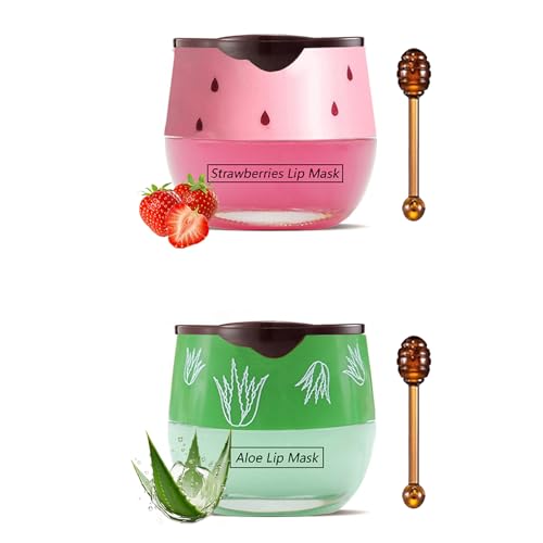 Bee Lip Balm Honey Pot, Fruit Moisturizing Propolis Lip Mask, Lip Mask Overnight Propolis Moisturizing Lip Balm Hydrating Prevention Dry and Crack Lip Scrubs Exfoliator Lip Care Products (2PCS D)
