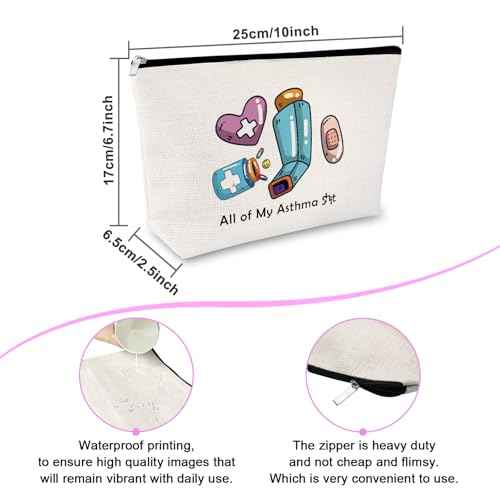 Asthma Awareness Makeup Bag for Women Medication Bags for Traveling Get Well Soon Gift for Patients Friends Recovery Gifts for Women After Surgery Travel Cosmetic Pouch Zipper Toiletry Pouch
