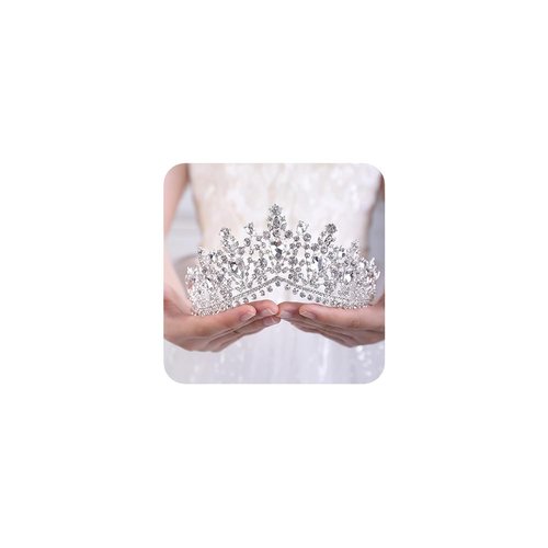 JWICOS Crystal Pearl Queen Tiara for Women and Brides Crown Sparkling Headpiece (silver)