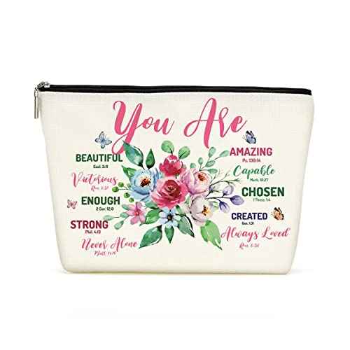 Decohim Inspirational Christian Gifts for Women Makeup Bag Cosmetic Bag Inspiration Religious Gifts Idea for Women Mom Aunt Nurse Best Friend BFF Coworker Sister Birthday Friendship Christmas