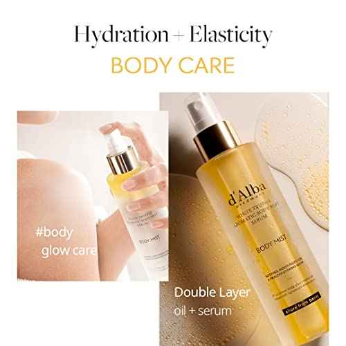d'alba Piedmont Italian White Truffle Aromatic Body Mist Serum, Glowy Hydrating Body Serum Spray, Go-to Body Mist for dry and damaged skin, Romantic Fragrance, Korean Skin Care (6.08 fl oz.)