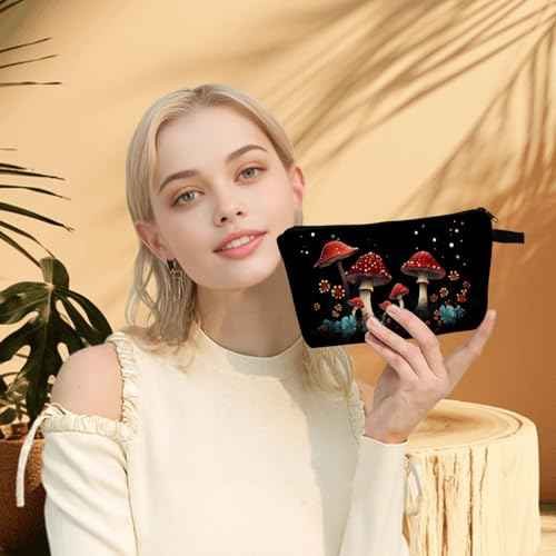 Mushrooms Makeup Bag for Women Travel Cosmetic Organizer Bag Teacher Appreciation Gifts Small Zipper Toiletry Bag