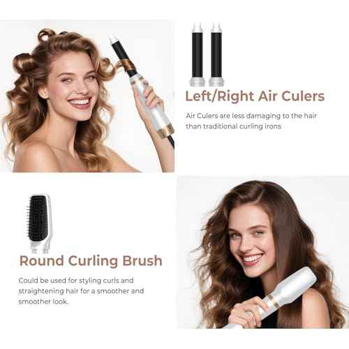 5 in 1 Hair Dryer Brush Set, Blow Dryer Brush with Air Style Wrap Hair Styler, Negative Ionic Magic Style Set, Detachable Air Curler for Volumizer,Straightener,Drying