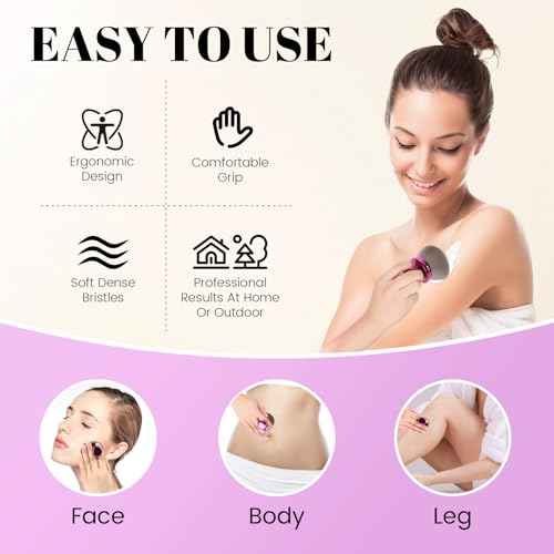 Extra Large Body Makeup Brush For Self Tanner,Makeup Brush For Self Tanner Face Leg,Self Tan Back Applicator,3.2in Sphere Kabuki Brush For Bronzers Blend Self Tanning with Drawstring Bag Purple Vegan