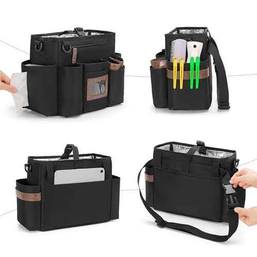 BAFASO Insulated Hairdresser Bag with Adjustable Waist Belt and Shoulder Strap, Multifunctional Barber Case for Hair Cutting Tools and Hot Tools, Black