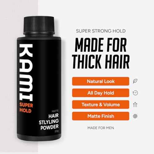 Kami Hair Texture Powder for Men - Strong Hold & Volume Powder - Texturizing Hair Product for Men¡¯s Styling, Matte Finish, All-Day Hold for Thick Hair