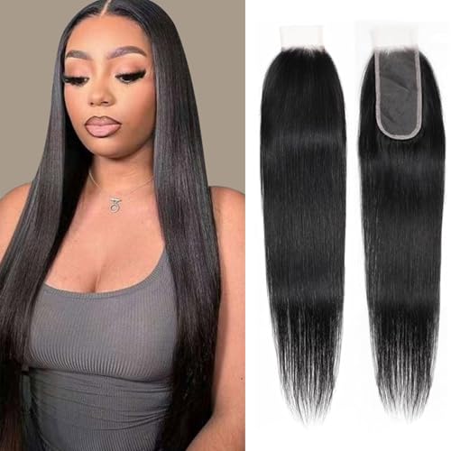20 Inch 2x6 HD Lace Closure Straight Hair, Virgin Human Hair with Melt Swiss Lace, Pre Plucked Natural Hairline and Baby Hair