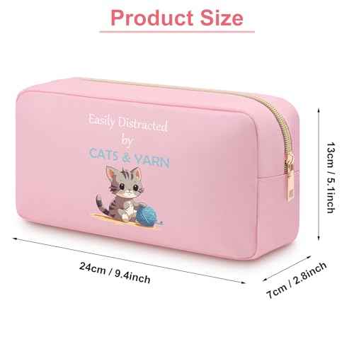 Heigebi Cat Themed Gifts for Girl Cat Oxford Cloth Makeup Bag for Women Friends Cat Lover Zipper Cosmetic Pouch for Teens Daughter Sister Bestie Double Side Printed Toiletry Bag