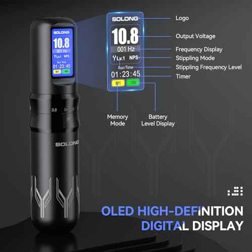 Tattoo Gun,Solong Complete Tattoo Kit with Powerful Battery, 7 Stroke Lengths, Cartridge Needles and Color Wallpaper Guide Wireless Tattoo Gun Kit for Beginners SL-TKE200A-1-USA