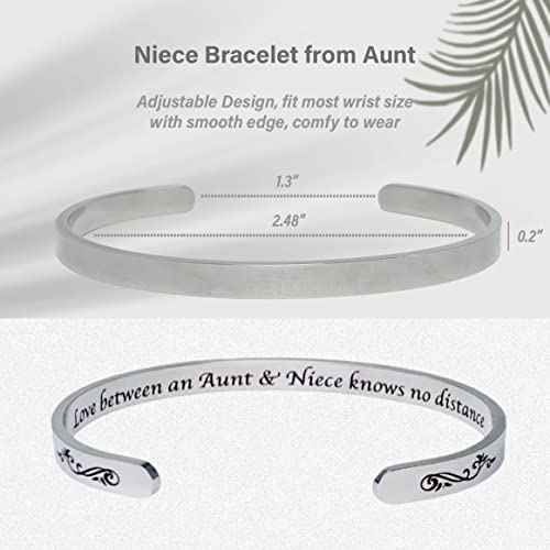 To My Niece Gifts from Aunt, Niece Compact Mirror Champagne, Bracelet Cuff for Birthday Christmas Graduation