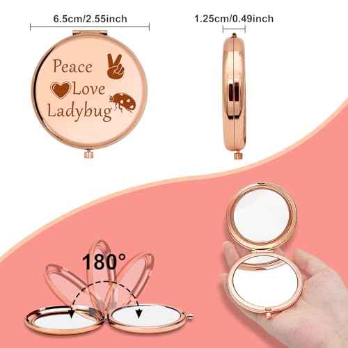 Funny Ladybug Gifts Compact Makeup Mirror Ladybug Good Luck Gift Inspirational Gifts for Girls Daughter Friend Ladybug Lover Gifts Folding Makeup Mirror Insect Themed Gift Christmas Birthday Gifts