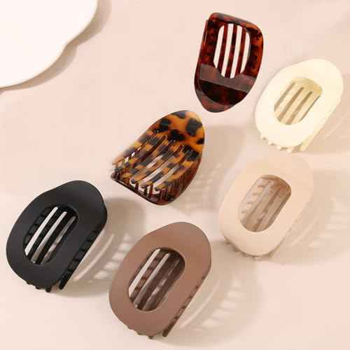 6PCS Flat Hair Clips for Women, French Design Flat Hair Claws, Secure Hold Inner Teeth Hair Claw Clips, Strong Hold No Slip Hair Barrettes For Lying Down Holiday Christmas Gifts