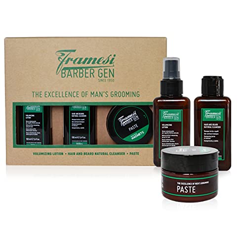 Framesi Barber Gen Beard Kit, Men's Grooming (Hair & Beard Shampoo, Volumizing Beard Spray, Matte Beard Wax), Professional Grade, Barber Quality, Gift for Men