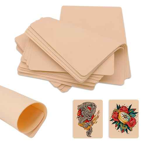 Tattoo Fake Skin - Combofix 15Pcs Double Sided Blank Tattoo Practice Skin Fake Skin, 7.4x5.6in Soft Practice Skins Fake Eyebrow for Beginners and Experienced Artists (Soft Silicone)