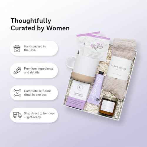 Unboxme Spa Gift Basket for Women - Lavender Self Care Gifts with Candle & Bath Bombs - Relaxation Care Package for Birthday, Get Well Soon, Christmas, Valentine's Day