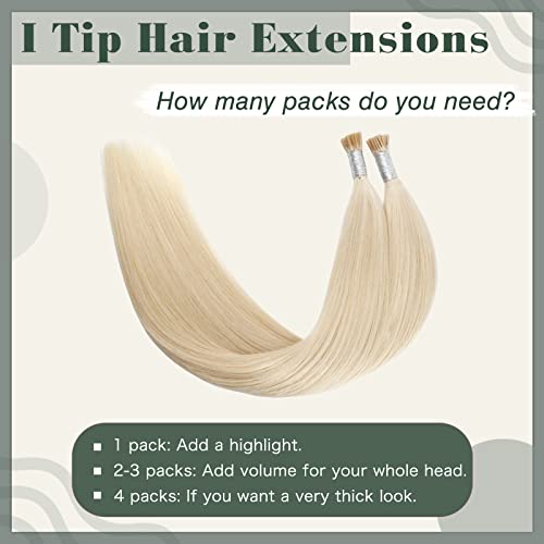 Sixstarhair Blonde I Tip Hair Extensions - Real Human Hair, Ash Blonde, Silky Straight Keratin, 22 Inch, 50g, 50 Strands
