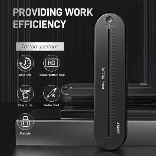 Tattoo Stencil Printer YILONG ATS886L, Thermal Printer Tattoo with 15 Pcs Transfer Paper, Bluetooth Tattoo Machines for Artists and Beginners, Tattoo Machine