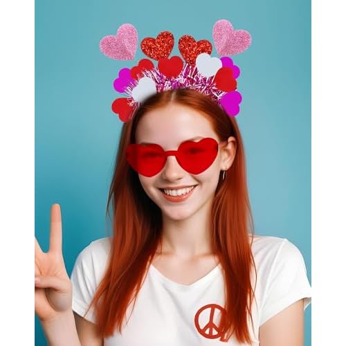 Valentine Heart Headband and Heart Sunglasses for Halloween Valentine's Day Wedding Birthday Party Accessoires