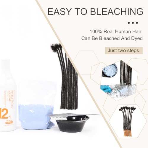 DAIXI 0.8cm Thickness 8-18 Inch 30 Strands 100% Real Human Hair Dreadlock Extensions for Man/Women Full Head Handmade Can Be Dyed and Bleached Soft loc Extensions with Needle and Comb