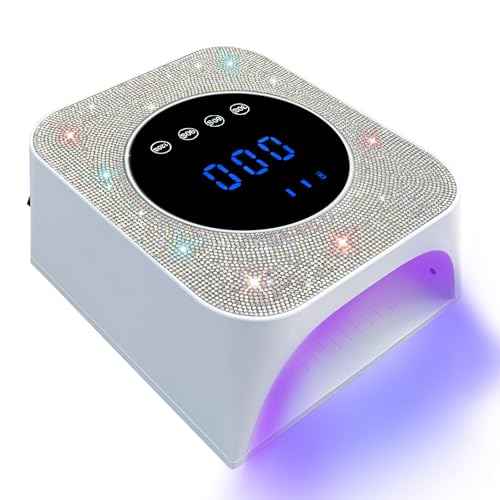 Belovedone UV Light for Gel Nails 72W Cordless LED Nail Lamp Gel Polish Dryer 4 Timer Modes Rechargeable Bling Silver Diamond Rhinestones for Salon & Home