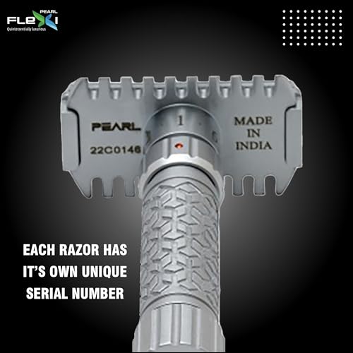 Pearl Flexi Open Comb Adjustable Safety Razor - Made of 100% Brass Metal | Adjustable from 1 to 6 | Men's Shaving Razor for Fathers Day Gift