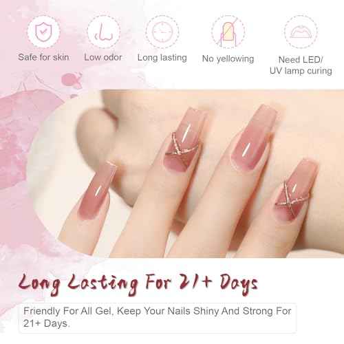 JODSONE 2 Bottles of Top Coat Base Coat Set No Wipe Foundation Combination Bright Surface At Home DIY Nail Salon Girl Gift