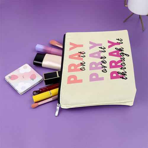 Sazuwu 2PCS Prayer Gifts for Women Makeup Bag Christian Bible Verse Gifts Religious Gifts for Mom Cosmetic Bag Baptism Gifts for Girl Inspirational Prayer Gifts Birthday Christmas Gift