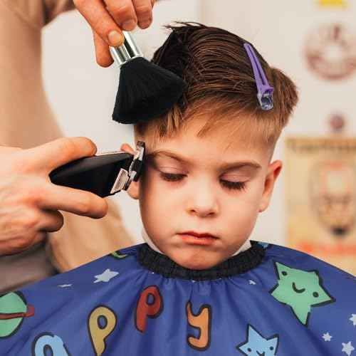Cobahom Kids Hair Cutting Cape 47.3"¡¿31.5'' Professional Barber Cape Child Cartoon Hairdresser Apron with Adjustable Closure, Clips, Double Edge Razor,Neck Duster Brush (Spaceman, Alien)